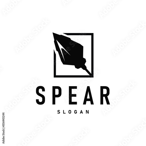 Spear Logo, Arrowhead Weapon Design Hunting Spear Simple Vintage Retro Rustic Minimalist Concept