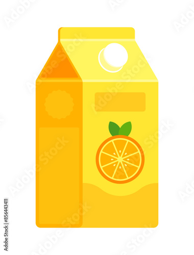 Orange juice carton flat vector illustration isolated on white background. Refreshing drink concept. Perfect for packaging designs, advertisements, and menus