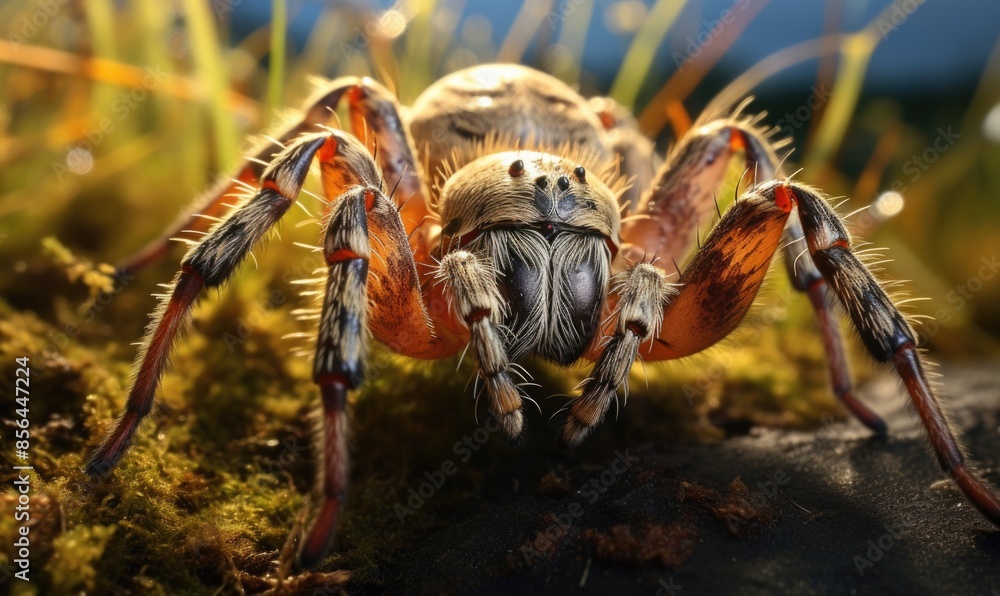 Intricate Web: A Realistic Photograph of a Spider Weaving its Web to Catch Insects with Detailed Precision in Natural Colors Intricate Web: A Realistic Photograph of a Spider Weaving its Web to Catch Insects with Detailed Precision in Natural Colors