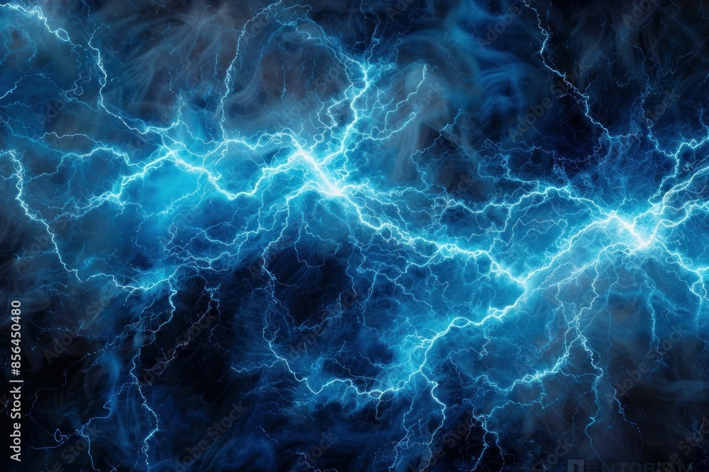 Electric blue lightning bolt on dark black background for powerful and energetic concepts in various industries Electric blue lightning bolt on dark black background for powerful and energetic concepts in various industries