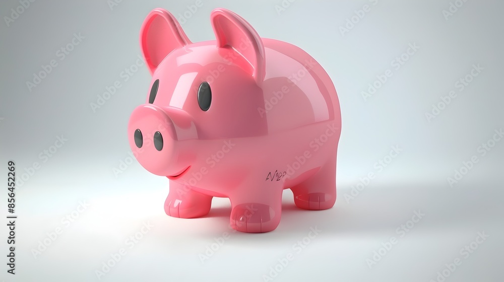 Cute Pink Piggy Bank 3D Icon on White Background for Financial Savings and Investment Concepts Cute Pink Piggy Bank 3D Icon on White Background for Financial Savings and Investment Concepts