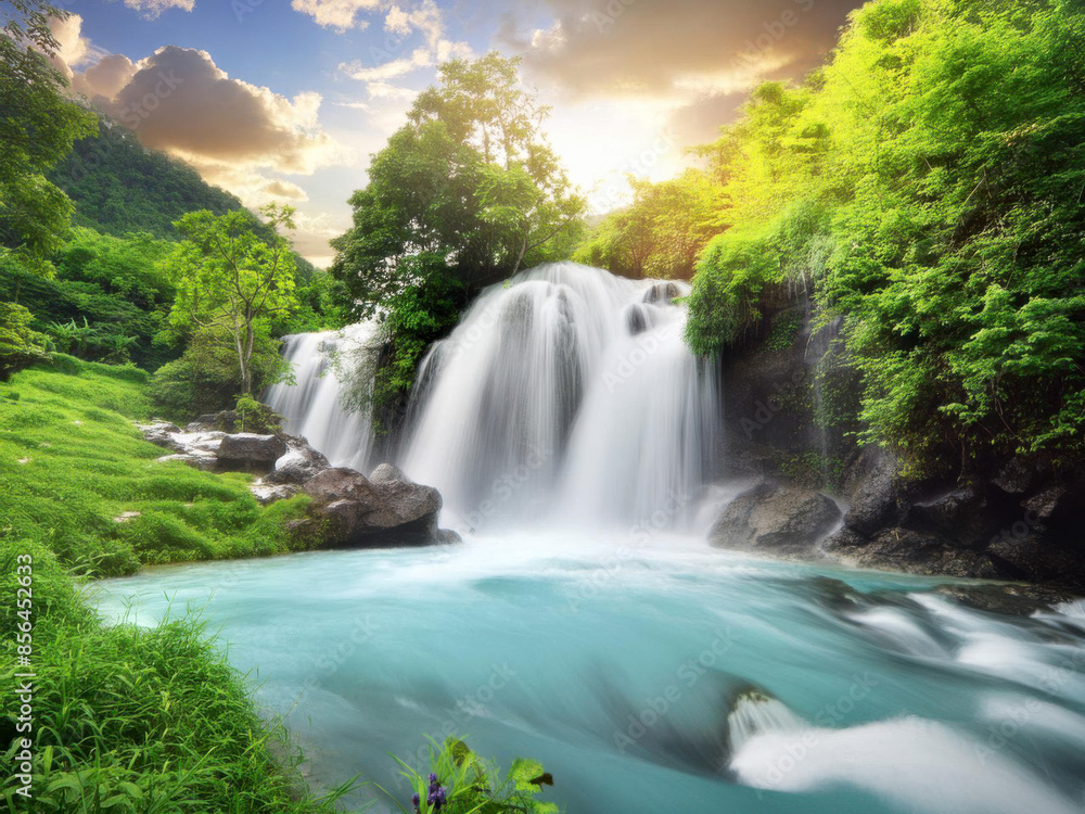 Naklejka premium waterfall in the forest
