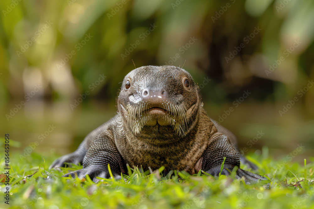 Obraz premium Captivating Close Up of a Komodo Dragon in its Natural Habitat Exploring the Majestic Reptile in the Wild with Stunning Detail and Vibrant Surroundings in this Wildlife Photography Masterpiece