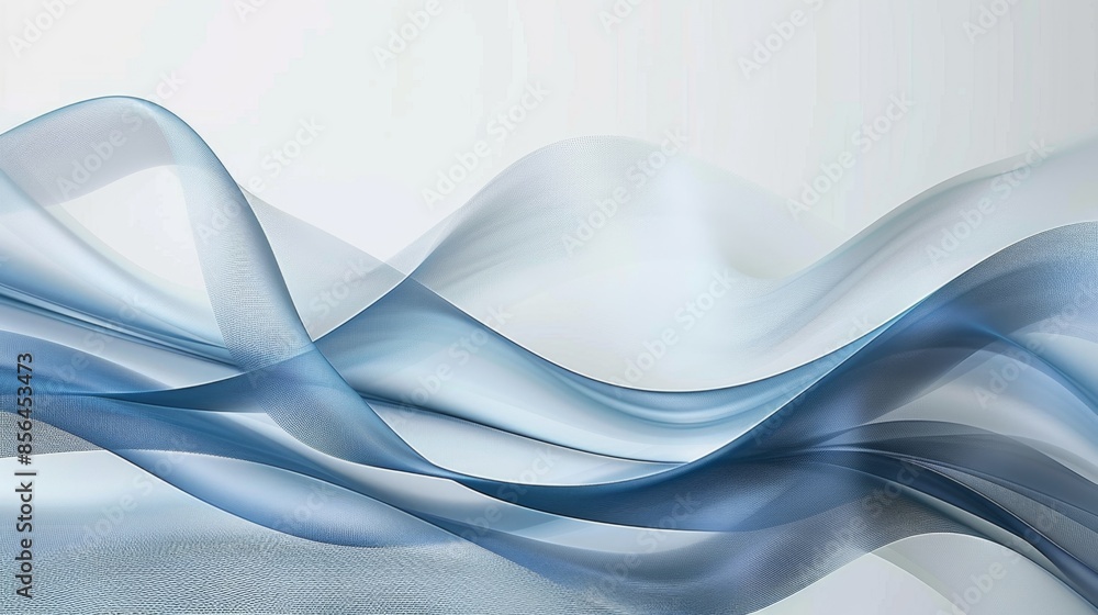 Obraz premium Abstract Blue and White Flowing Waves - Generative AI