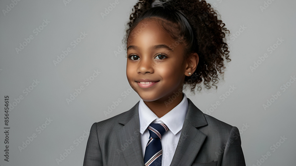 A black girl in a business suit. A black girl in a business suit.