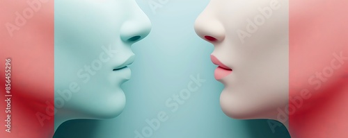 Kissing goodnight flat design top view tender theme 3D render Split-complementary color scheme © EC Tech 