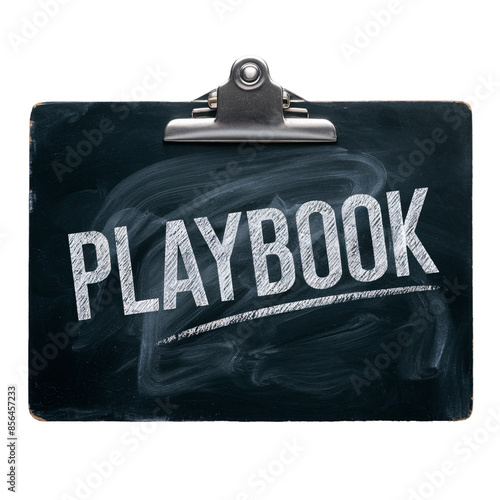Chalkboard Playbook Sign on Distressed Wooden Clipboard with Transparent Background – Ideal for Sports Strategy, Coaching, and Game Planning