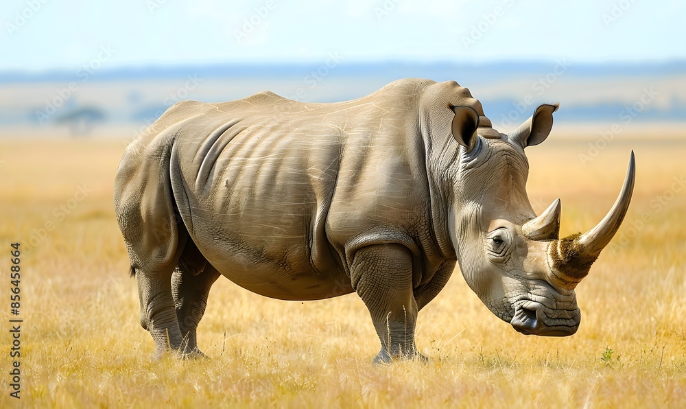 Obraz premium Rhinoceros on the grassland , Generative AI