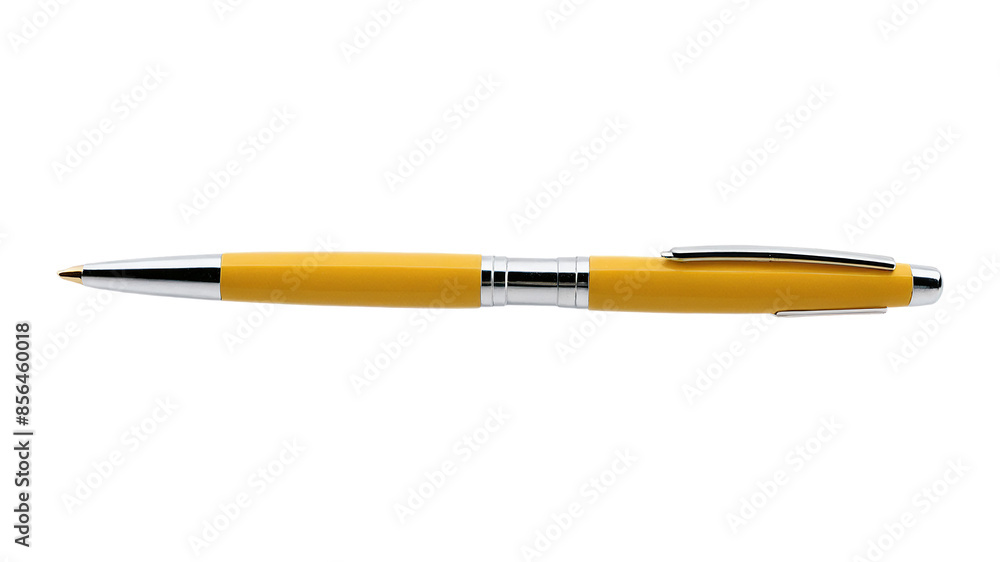 New stylish yellow pen on a white background New stylish yellow pen on a white background