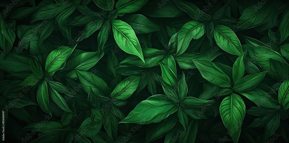 greenery background with leaves in the dark greenery background with leaves in the dark