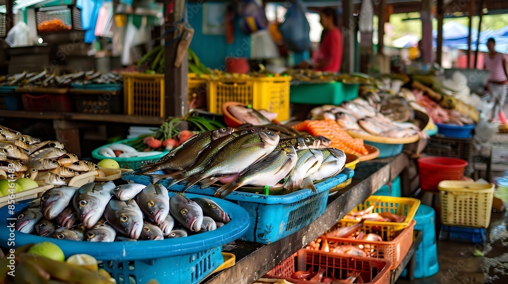 A Fresh Catch Display at Sabah Fishing Market : Generative AI A Fresh Catch Display at Sabah Fishing Market : Generative AI