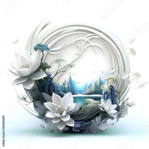 Midnight Garden Night Blooming Jasmine and Moonflowers Moonl Cozy Watercolor Of Nature Decorative photo