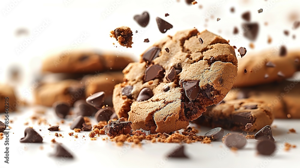 Assorted Flying Broken Cookies with Clipping Path Assorted Flying Broken Cookies with Clipping Path