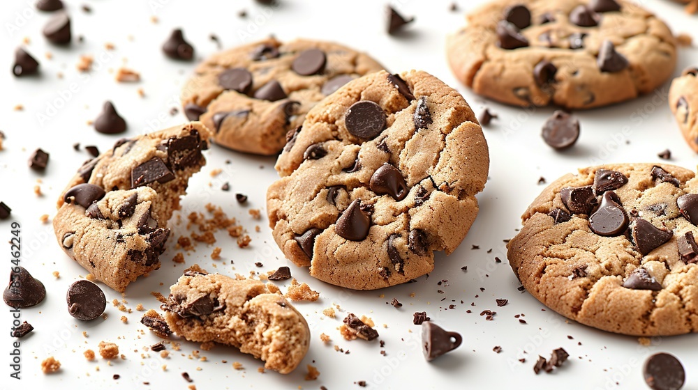 Assorted Flying Broken Cookies with Clipping Path Assorted Flying Broken Cookies with Clipping Path