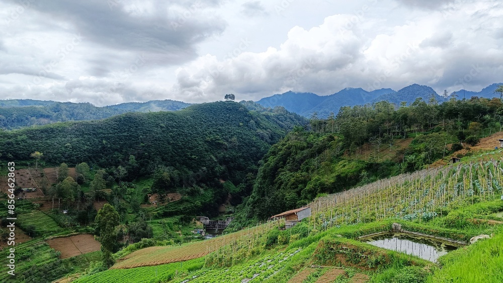 landscape of limestone craters mountains and hills with blue sky background landscape of limestone craters mountains and hills with blue sky background