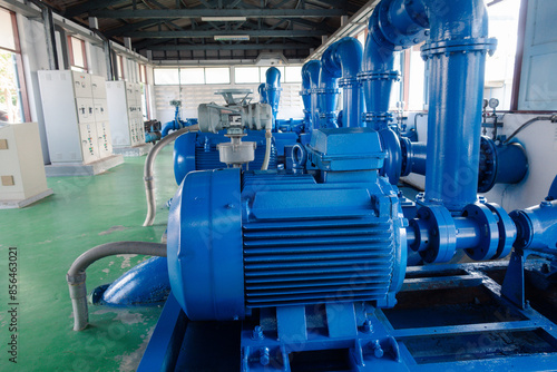 Electric motors drive water pumps, distribute water, and produce water in water treatment plants.
