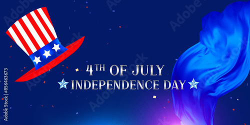 Happy 4th of July .Independence day USA sale promotion advertising banner template american balloons flag decor.4th of July celebration poster template
 photo