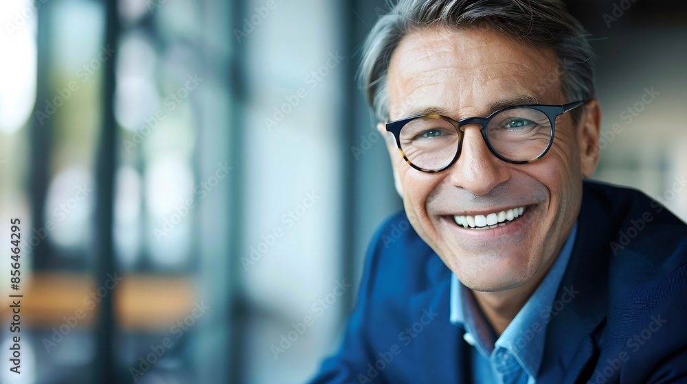 Smiling 45 years old banker happy middle aged business man bank manager mid adult professional businessman ceo executive in office older mature entrepreneur wearing glasses headshot po : Generative AI Smiling 45 years old banker happy middle aged business man bank manager mid adult professional businessman ceo executive in office older mature entrepreneur wearing glasses headshot po : Generative AI