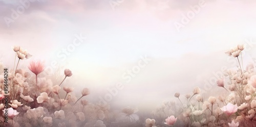 png backgrounds of pink and white flowers against a blue and white sky