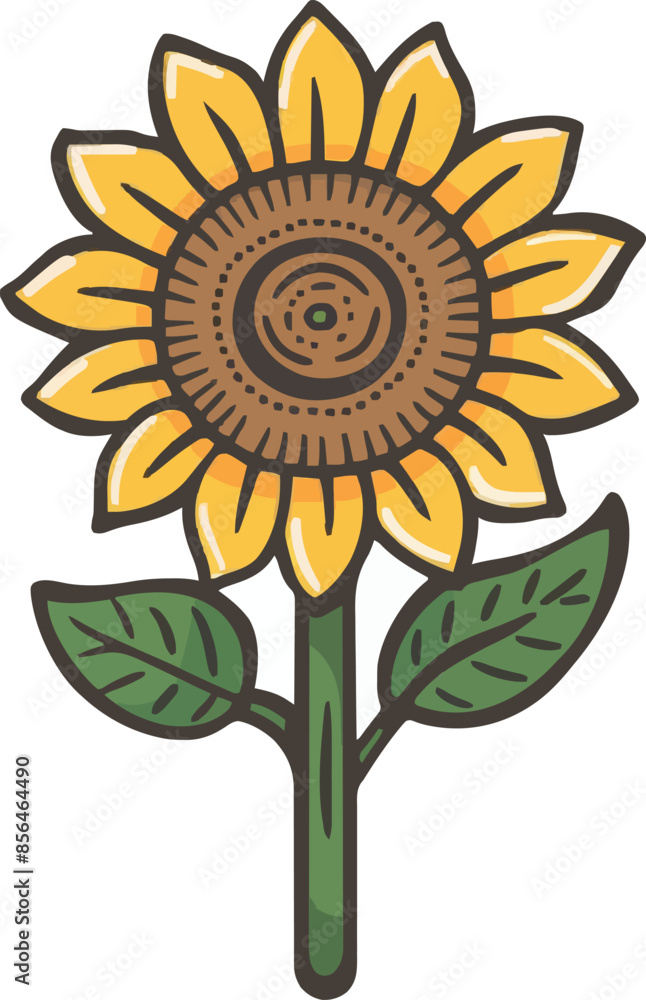 Fototapeta premium Sunflower Hand Drawn Illustration