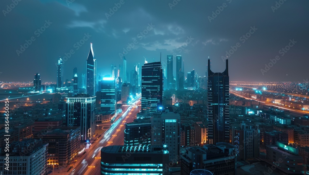 Fototapeta premium Dubai Skyline Night View