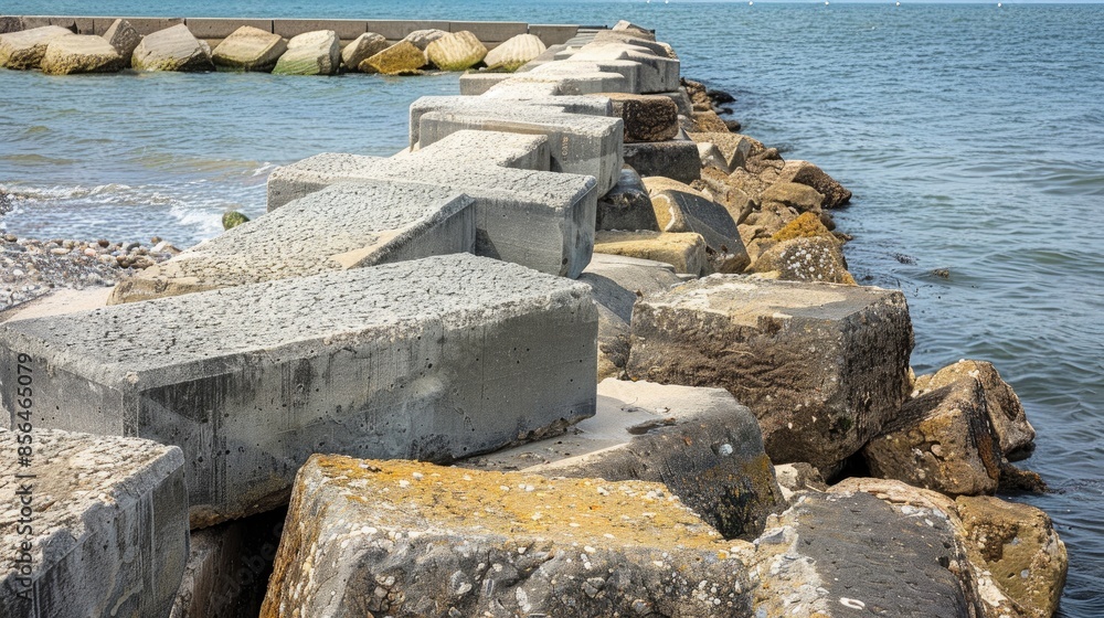 Concrete block breakwater for protective purposes Concrete block breakwater for protective purposes