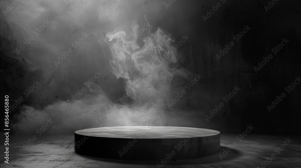 Podium black dark smoke background product platform abstract stage texture fog spotlight. Dark black floor podium dramatic empty night room table concrete wall scene place display studio smoky dust
Podium black dark smoke background product platform abstract stage texture fog spotlight. Dark black floor podium dramatic empty night room table concrete wall scene place display studio smoky dust