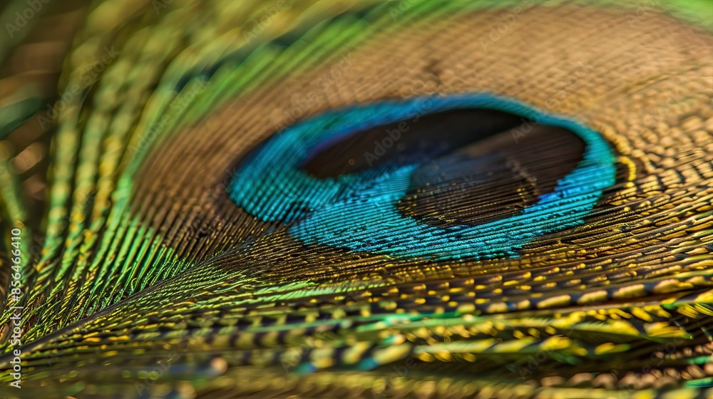 Fototapeta premium Peacock feather macro image, pavo real