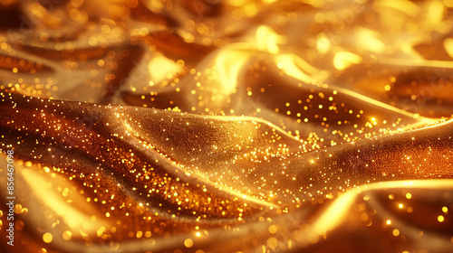 Abstract wavy gold wallpaper with shiny particles for luxury design element