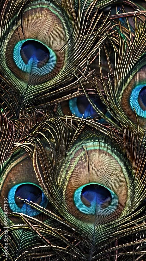 Fototapeta premium peacock feather texture. Peafowl feather background, pavo real