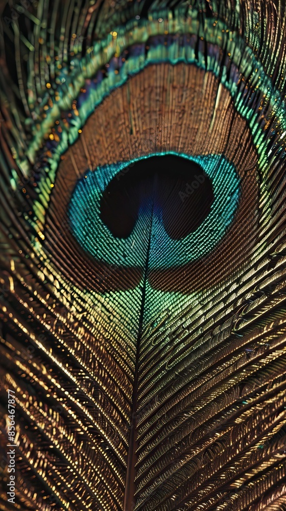 Obraz premium peacock feather texture. Peafowl feather background, pavo real