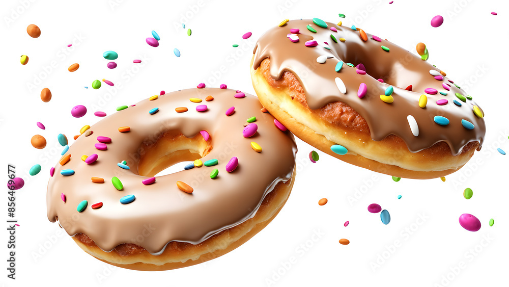 Two donuts with colorful sprinkles on top Two donuts with colorful sprinkles on top