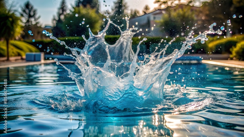 Refreshing, Cool, Water Splash In Swimming Pool On Hot Summer Day Refreshing, Cool, Water Splash In Swimming Pool On Hot Summer Day