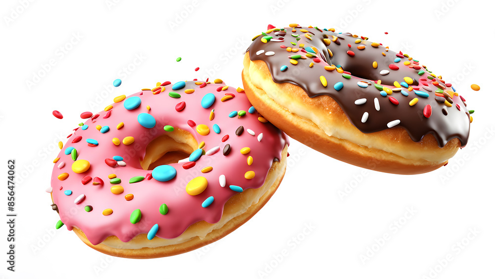 Two donuts with sprinkles on top Two donuts with sprinkles on top