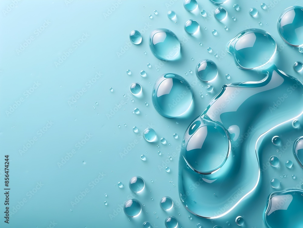 Mesmerizing Droplets on Light Blue Backdrop:Tranquil,Soothing Liquid Art Mesmerizing Droplets on Light Blue Backdrop:Tranquil,Soothing Liquid Art