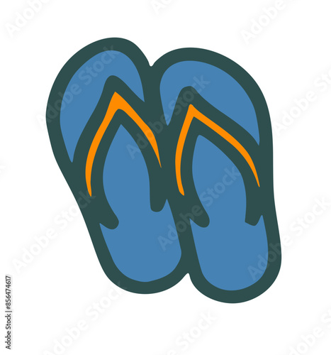 flip flops vector illustration, pair of summer  sandal slipper  