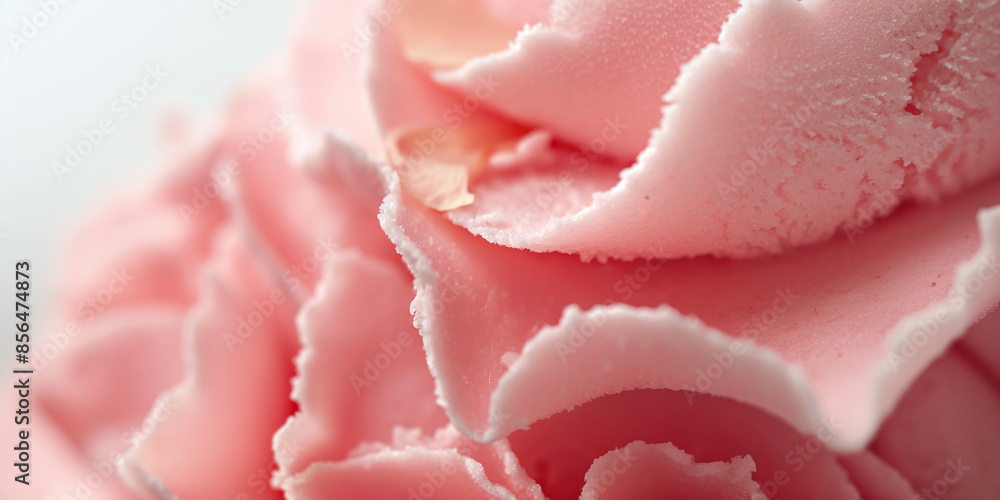 Exquisite rose petal sorbet, a closeup of exquisite rose petal sorbet, its soft pink color and delicate floral flavor presented against a white backdrop Exquisite rose petal sorbet, a closeup of exquisite rose petal sorbet, its soft pink color and delicate floral flavor presented against a white backdrop
