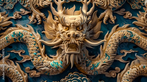 Golden Dragon Carving Generative AI © studio clever