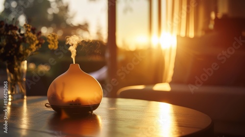 A calming aroma fills the air as the soft fabric gently moves with the ebb and flow of a nearby essential oil diffuser.