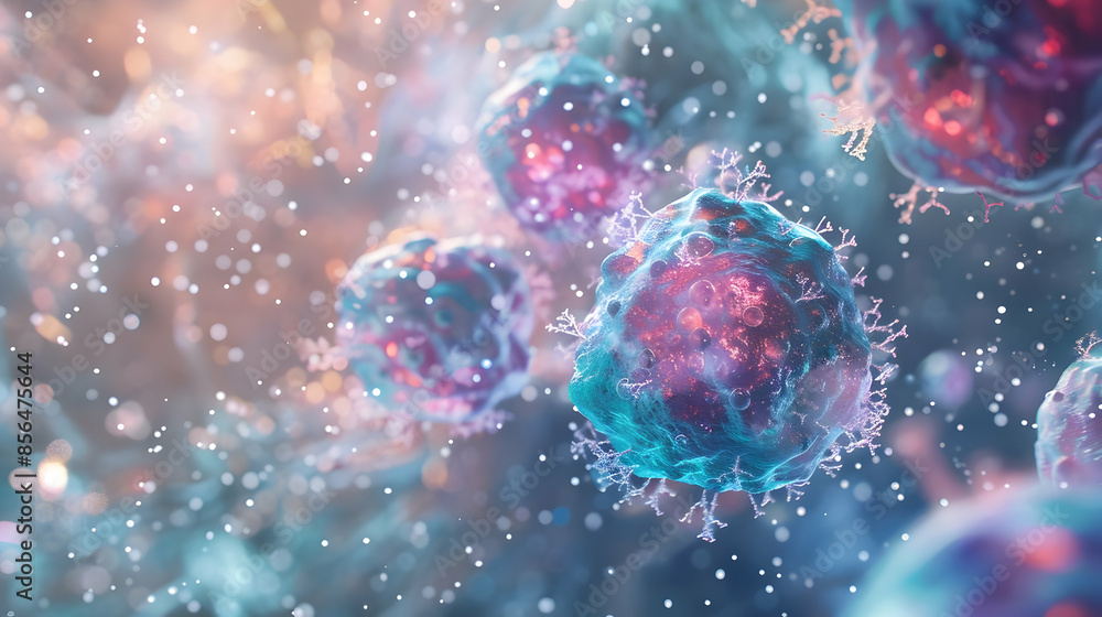 Obraz premium A microscopic image of cytotoxic T cells
