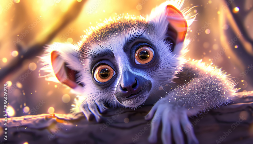Cute baby lemur in the forest at charming Cute baby lemur in the forest at charming