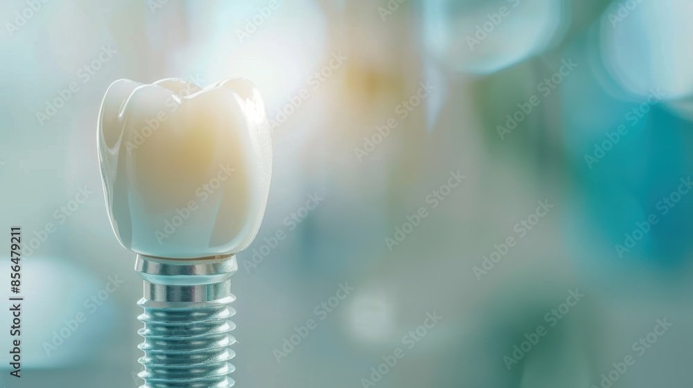 Detailed close-up of a dental implant against a soft, abstract background, showcasing modern dental technology. Detailed close-up of a dental implant against a soft, abstract background, showcasing modern dental technology.