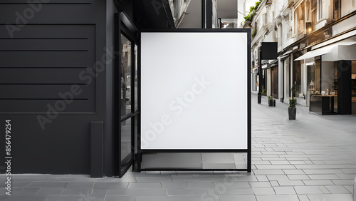 A large white sign is on the side of a building
