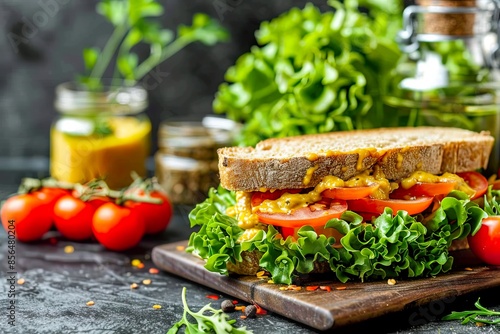 Healthy Egg Salad Sandwich with Mustard Spread photo