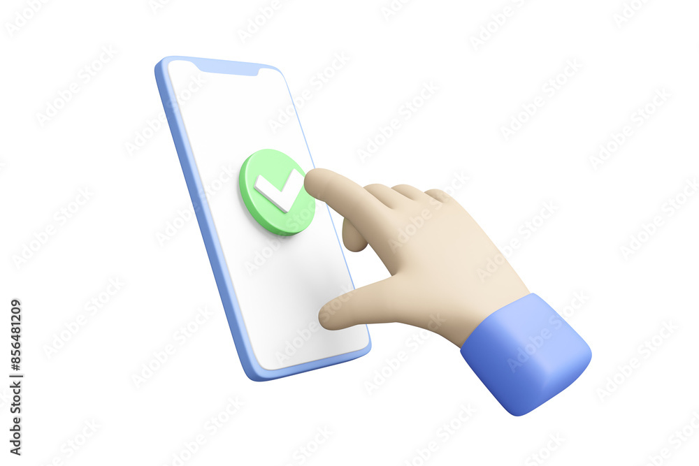 3D Rendering: Isolated Cartoon Businessman Pressing Sign on Smartphone Screen Isolated on Transparent Background. 3D Rendering: Isolated Cartoon Businessman Pressing Sign on Smartphone Screen Isolated on Transparent Background.