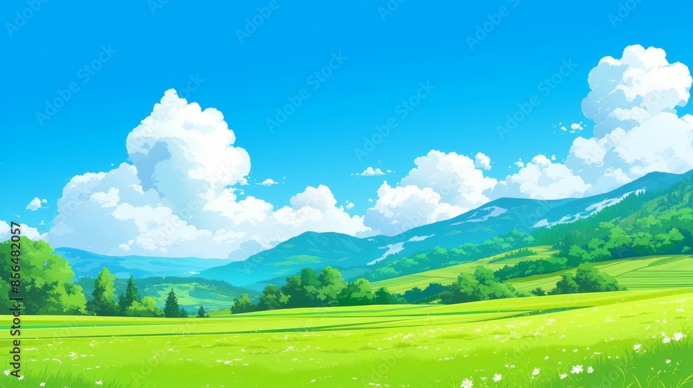 Sunny Meadow Landscape with Rolling Hills Sunny Meadow Landscape with Rolling Hills