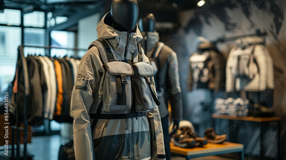 Mannequin Wearing a Functional Outdoor Jacket in a Store Setting Mannequin Wearing a Functional Outdoor Jacket in a Store Setting