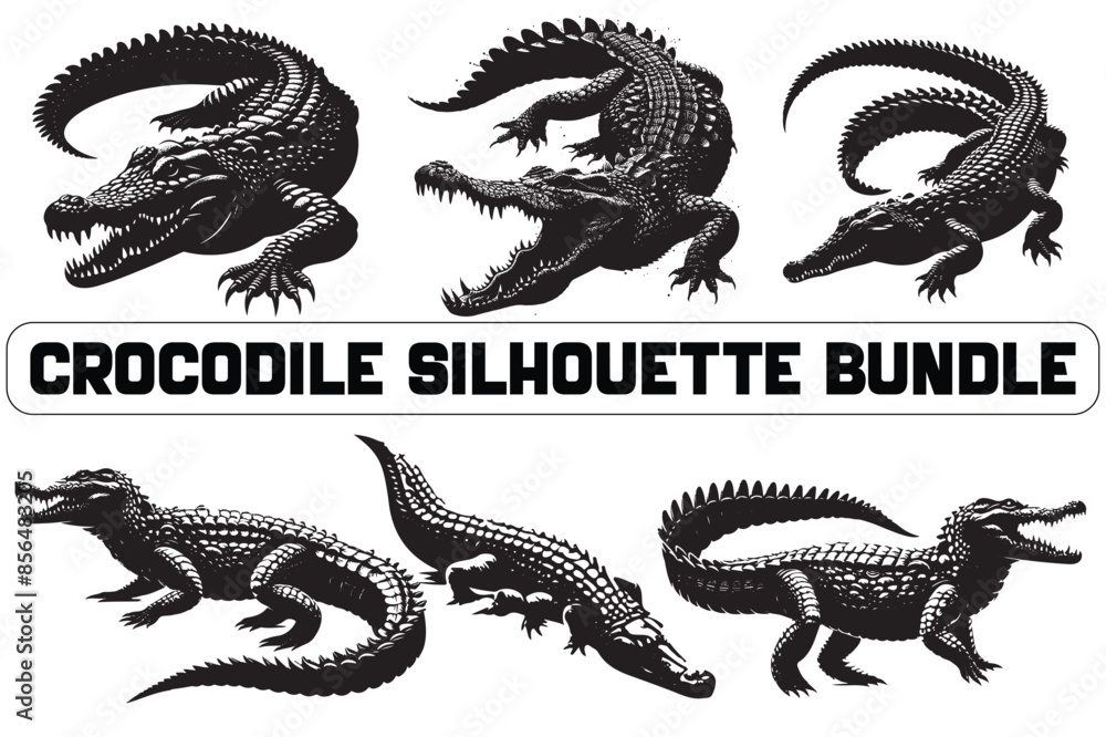 Naklejka premium Crocodile Silhouette bundle, Crocodile Photo bundle, Crocodile Image bundle
