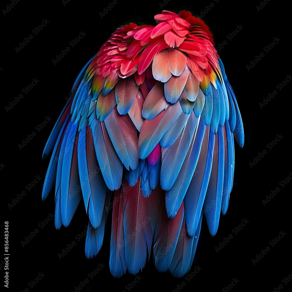 Obraz premium macaw Feathers on black background, Plumas de guacamaya sobre fondo negro, guacamayo
