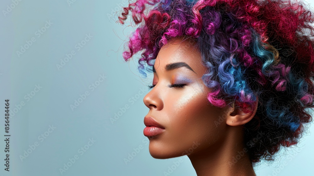 Stylish woman with elegant hair and vibrant headpiece, Great for fashion editorials and advertisements focusing on distinctive hairstyles and accessories Stylish woman with elegant hair and vibrant headpiece, Great for fashion editorials and advertisements focusing on distinctive hairstyles and accessories